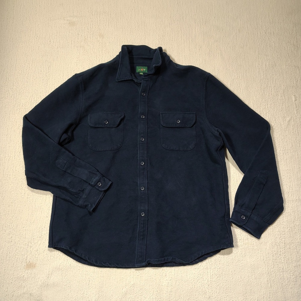 VINTAGE J Crew Shirt Jacket Men XL Navy Red Oarsman Cotton Canvas 90s Green Tag